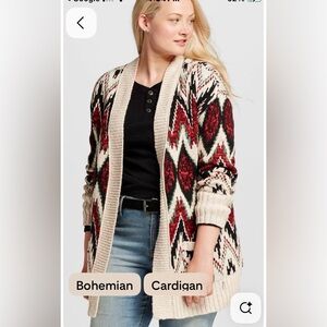 MOSSIMO Supply Co. Chunky Cardigan Bohemian Nordic Print.
